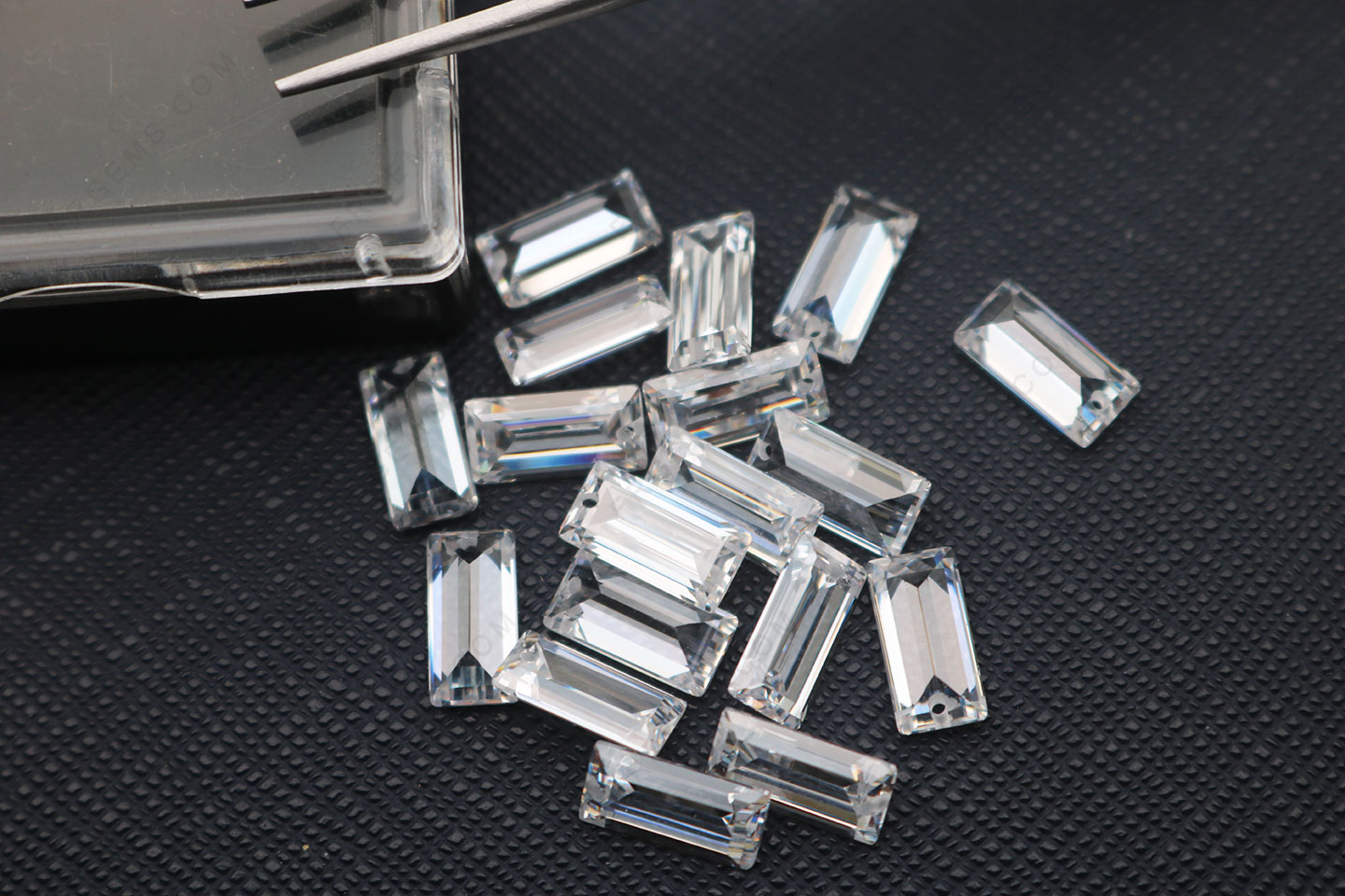 Baguette step cut White clear Cubic Zirconia gemstones with drilled hole 10x5mm wholesale