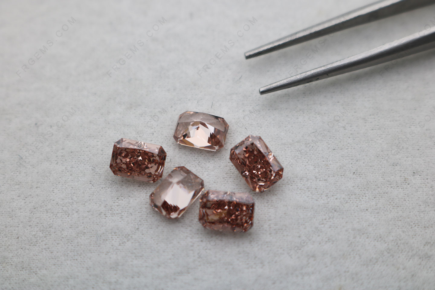 Octagon Crushed Ice cut Cubic Zirconia Coffee Brown Color Best top quality 5x7mm Loose CZ gemstones