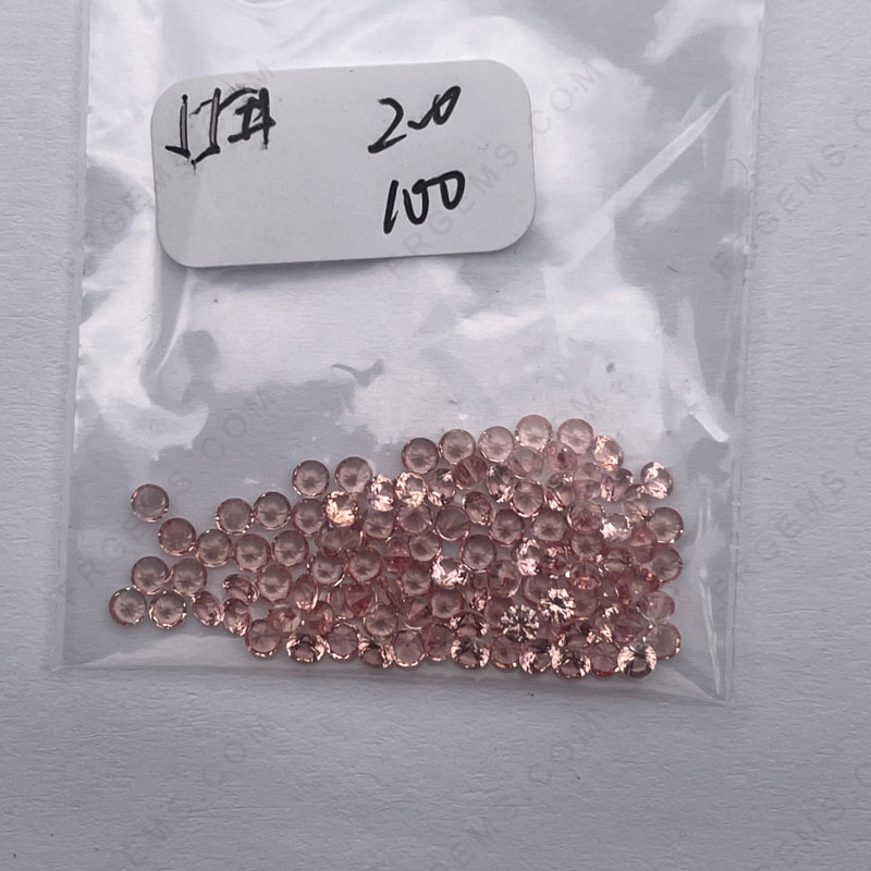 Wholesale Synthetic Padparadshah Corundum 55# Color Small melee Round faceted 2mm gemstones