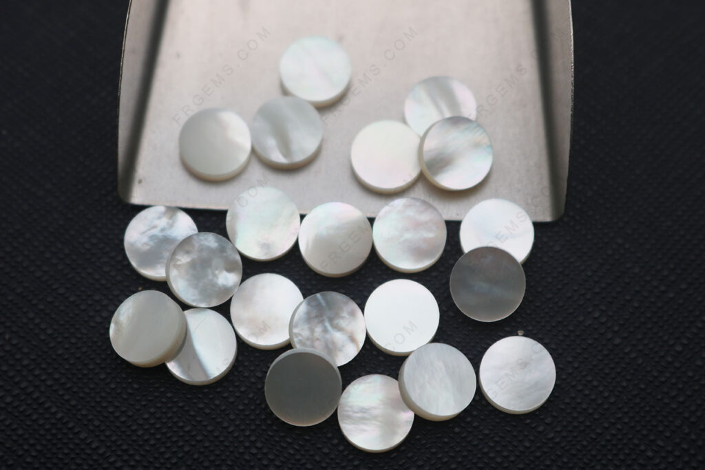 wholesale Natural Mother of Pearl White Smooth Flat Disc Coin shape 8mm Loose gemstones