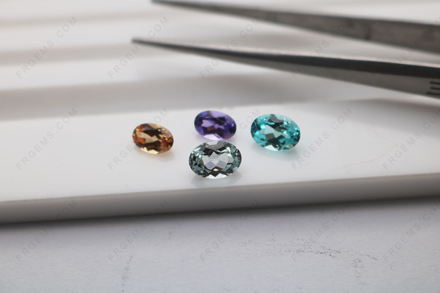 Lab Grown Orange Sapphire Green Sapphire Purple sapphire and Paraiba oval faceted loose Gemstones