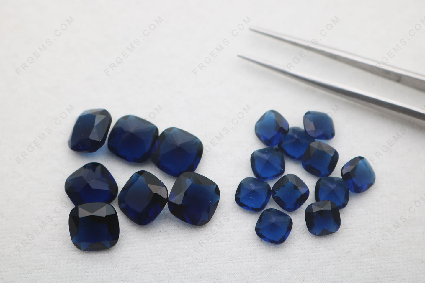 Glass Sapphire blue Color BA213# Cushion shape faceted 10x10mm and 7x7mm loose Gemstones
