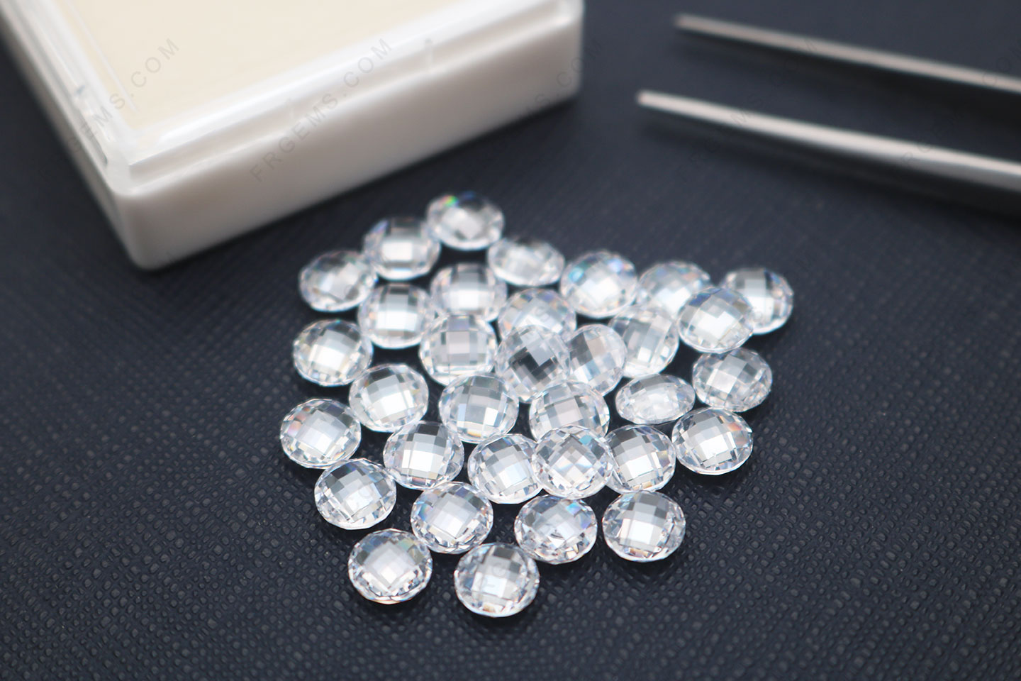 Cubic Zirconia White Colorless Color Round Shape Double checkerboard 6mm Loose gemstones wholesale China