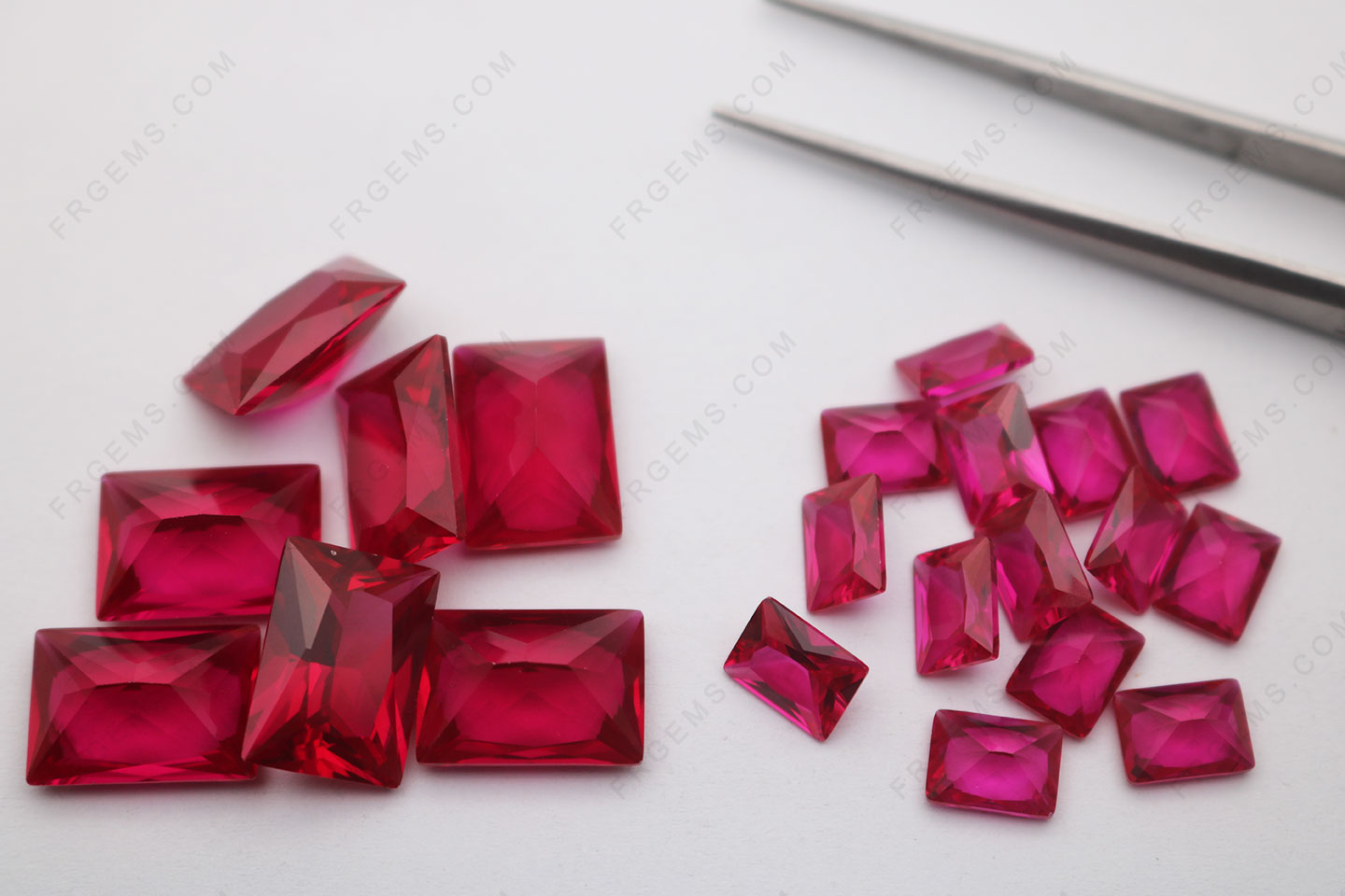 Wholesale Synthetic Ruby Red 5# Color Rectangle Princess cut 14x10mm loose Stones from China