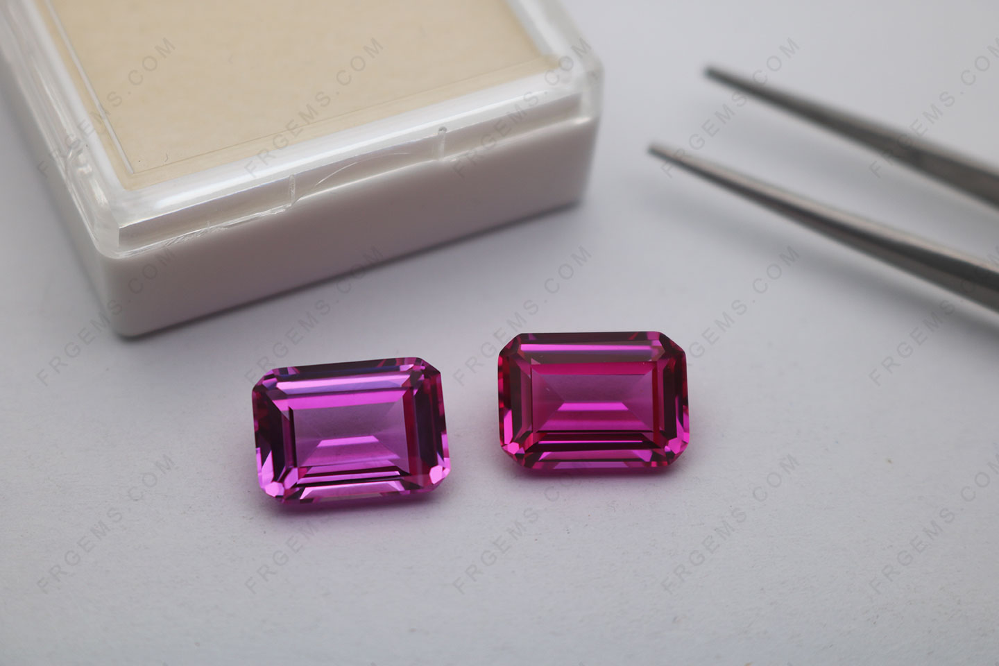 Wholesale Synthetic Pink Sapphire Corundum 2# VS 3# Color Emerald Cut 14x10mm loose gemstones