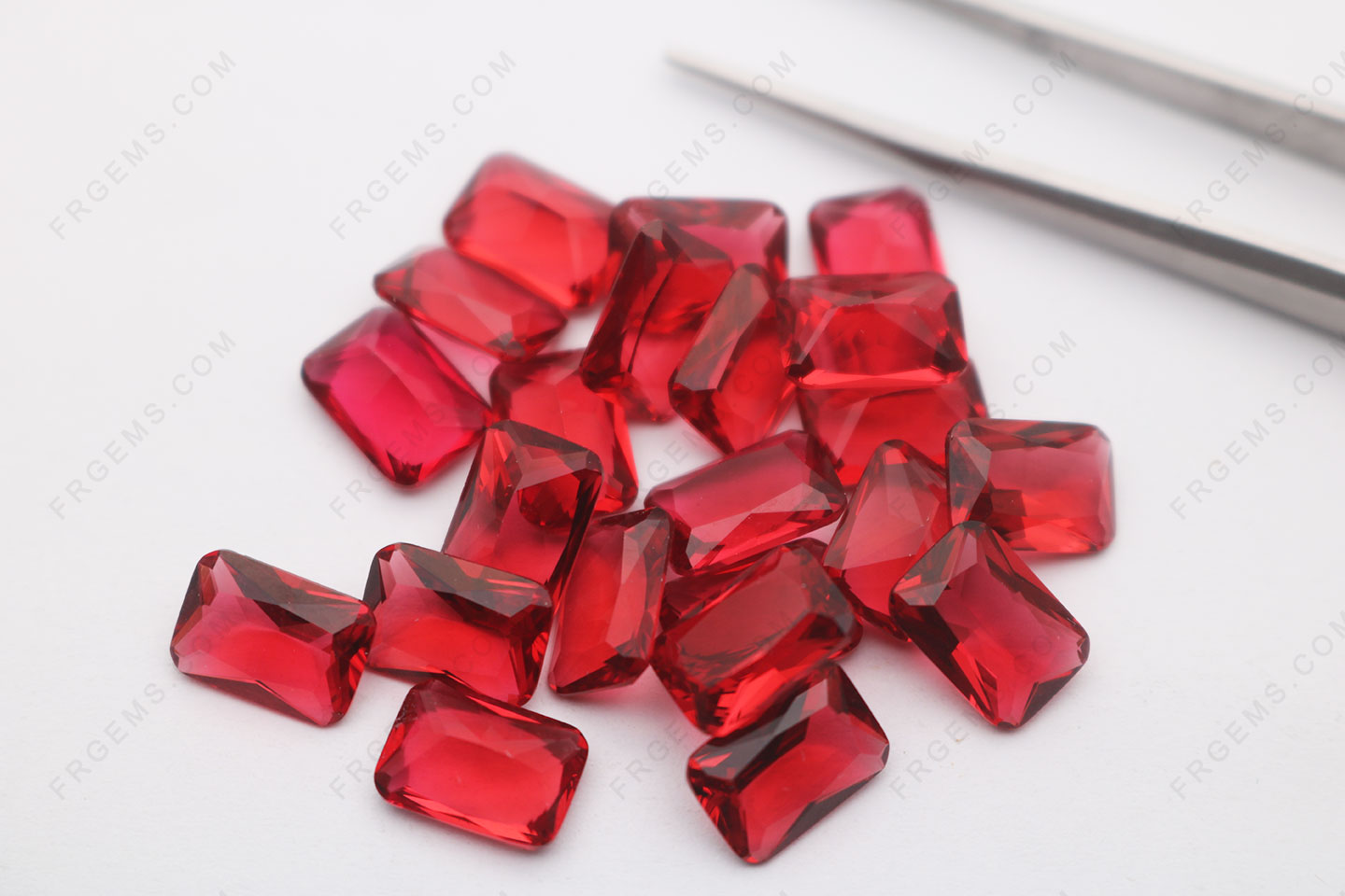 Synthetic Ruby Red Glass BR502# Color Octagon Radiant cut 10x7mm loose gemstones from China