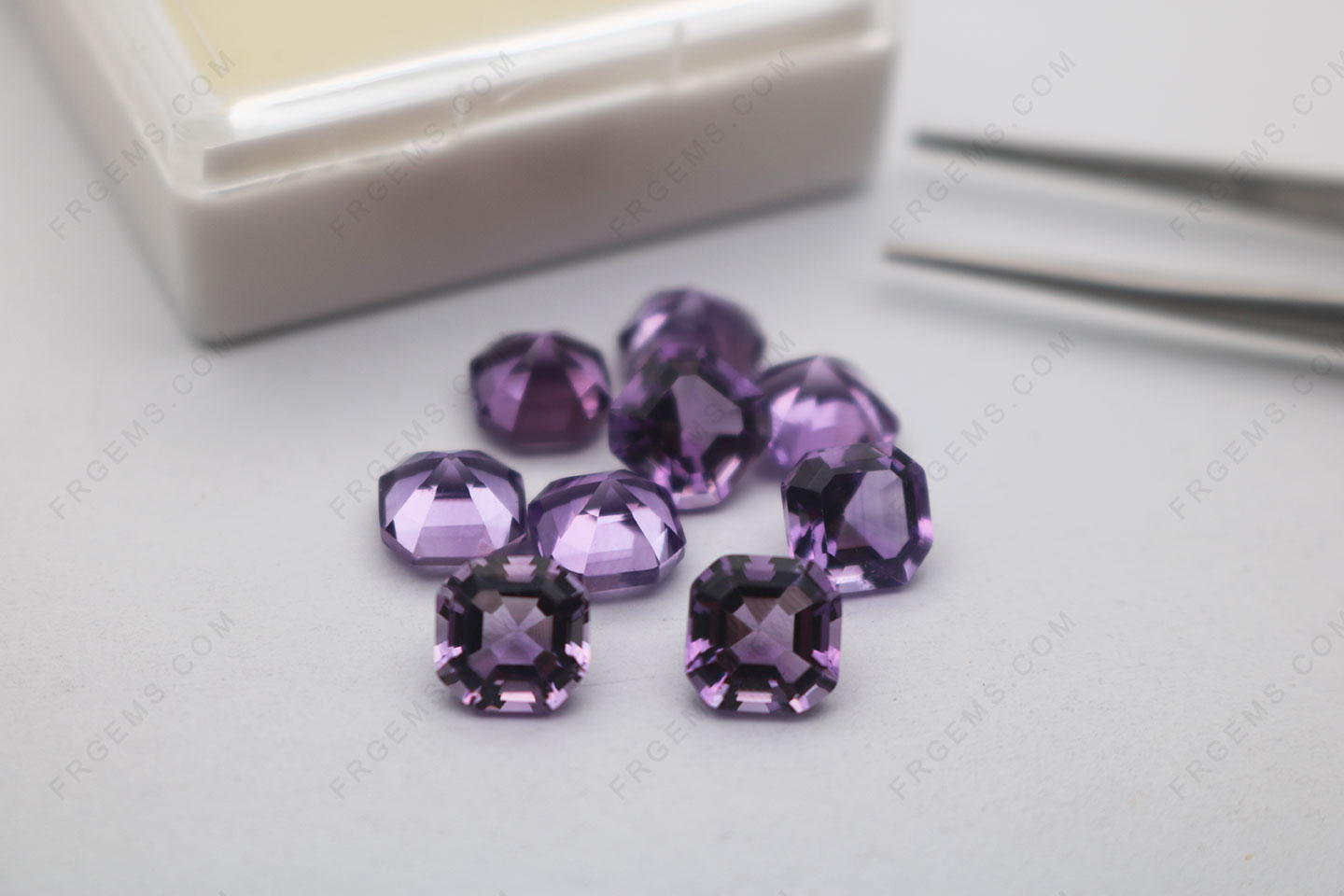Wholesale Natural Genuine Rose de France amethyst Asscher Cut 7x7mm loose gemstones