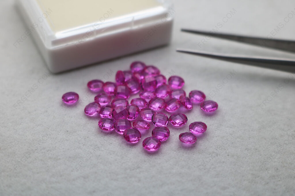 Bulk-wholesale-Rose-Pink-Sapphire-Corundum-3#-Color-Round-Coin-Shape-Double-checkerboard-5.00mm-Loose-gemstones-IMG_7927