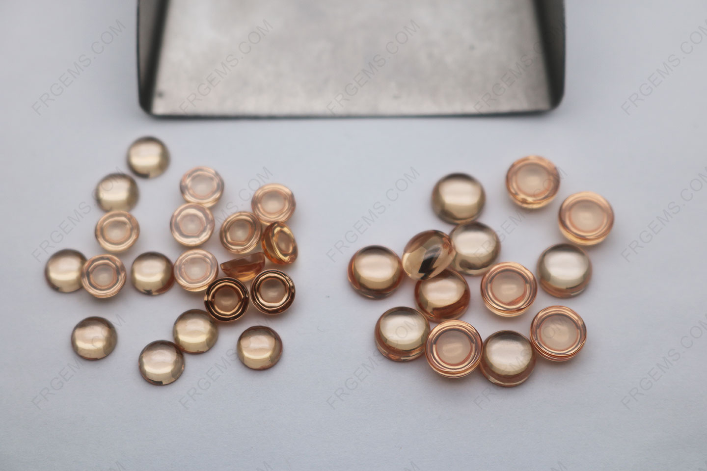 Loose CZ Champagne Color Medium shade Round Cabochon 5mm and 6mm Zirconia Gemstones China Manufacturers