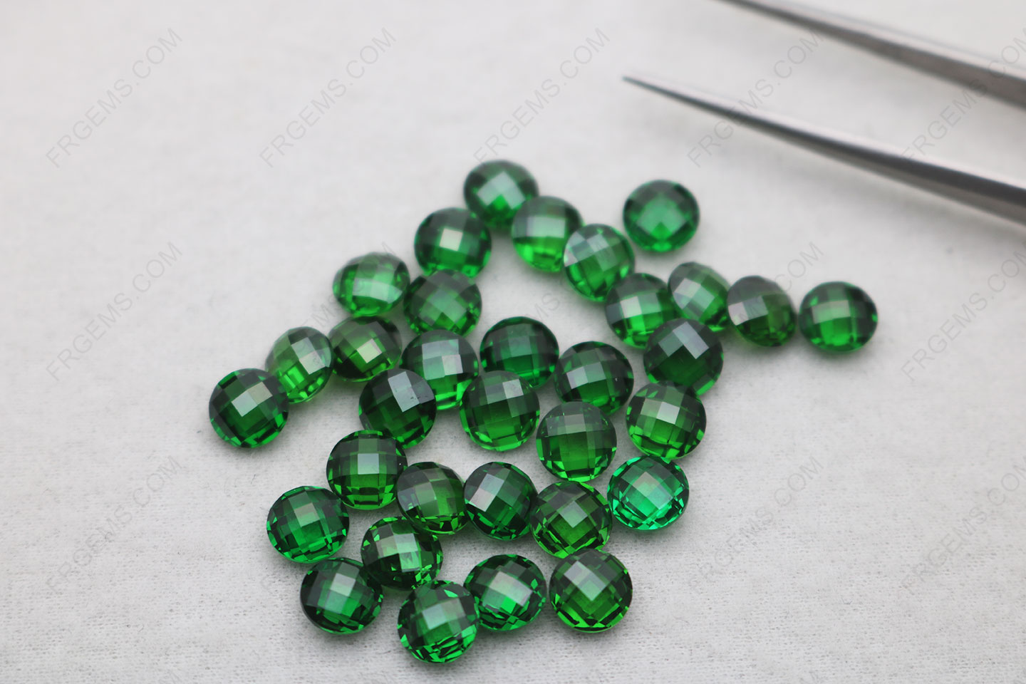 Loose CZ Emerald Green Color Round Double checkerboard faceted 6mm Loose Cubic Zirconia Suppliers China