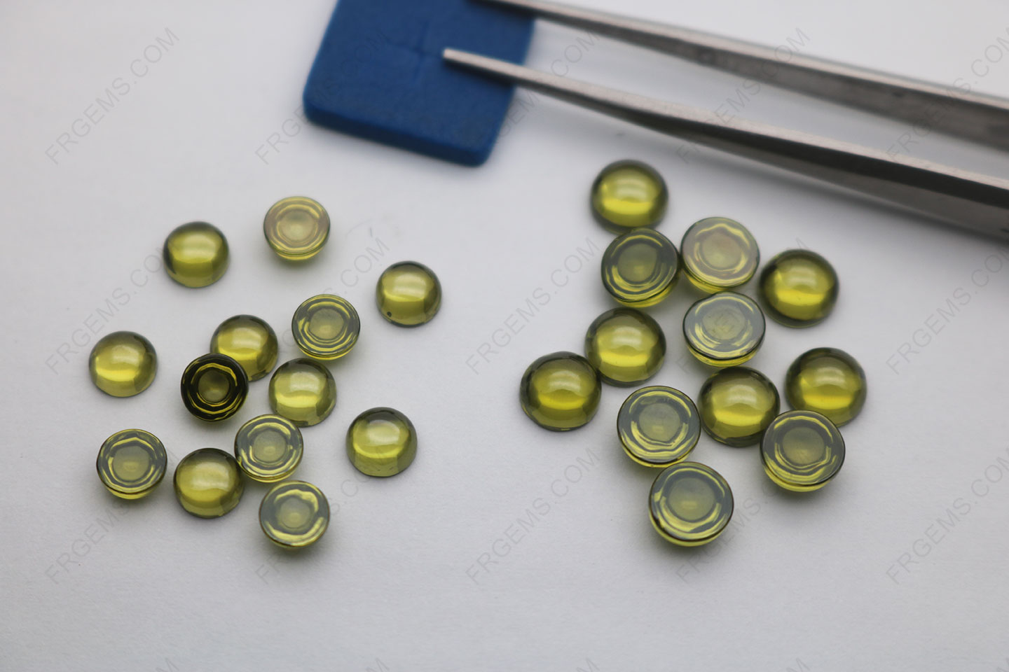 Cubic Zirconia Peridot Color Light shade Round Cabochon 5mm and 6mm loose Gemstones Wholesale China