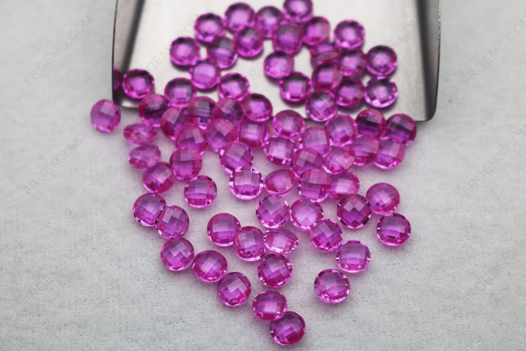 Synthetic-Corundum-Rose-Pink-Sapphire-3#-Color-Round-Coin-Shape-Double-checkerboard-5.00mm-gemstones-China-IMG_7925
