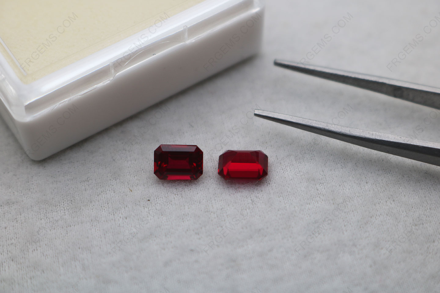 Bulk wholesale Lab Grown Ruby Red Color Emerald cut 7x5mm Loose gemstones from China