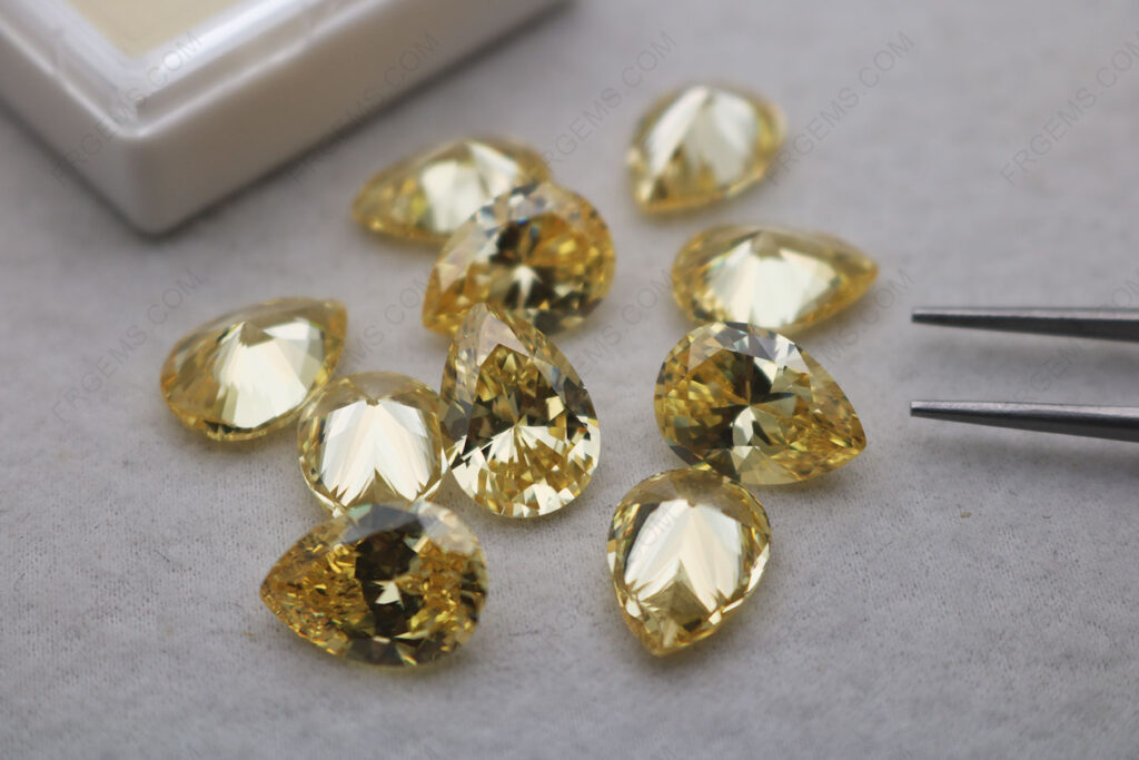 Bulk-wholesale-Loose-Cubic-Zirconia-Canary-Yellow-color-Pear-Shape-14x10mm-Loose-Gemstones-IMG_8373