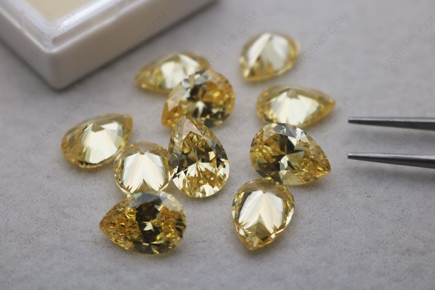 3A High quality Loose Cubic Zirconia Canary Yellow color Pear 14x10mm Loose Gemstones
