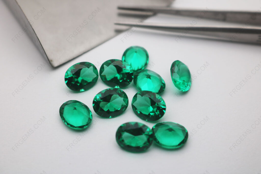Bulk-wholesale-Nano-Emerald-green-light-color-114#-Oval-shape-faceted-8x10mm-loose-gemstones-IMG_8347