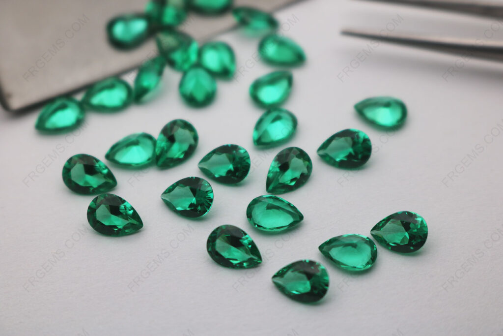 Bulk-wholesale-Nano-Emerald-green-light-color-114#-pear-shape-faceted-7x5mm-loose-gemstones-IMG_8343