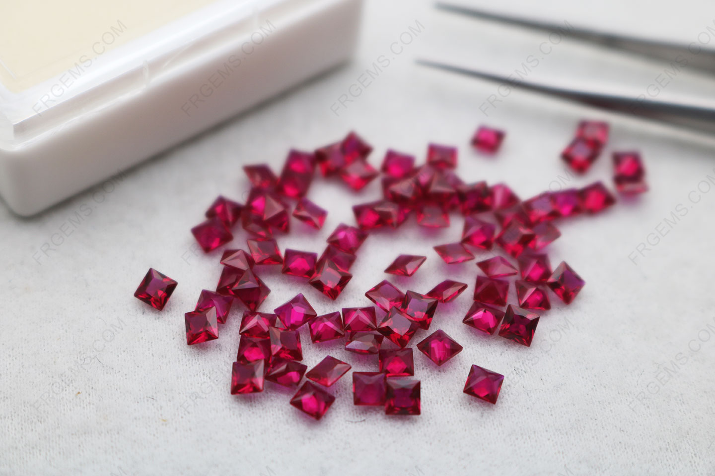 Corundum Synthetic Ruby Red 8# dark Color Square Princess cut 3x3mm faceted loose Gemstones