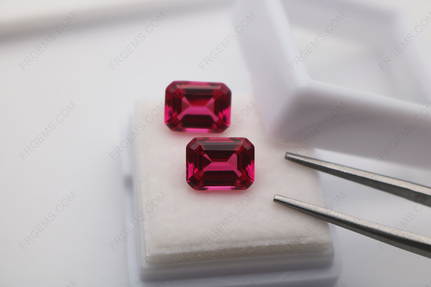 Lab Grown Ruby Red lightest Color Emerald Cut 9x7mm Loose Gemstones wholesale from China
