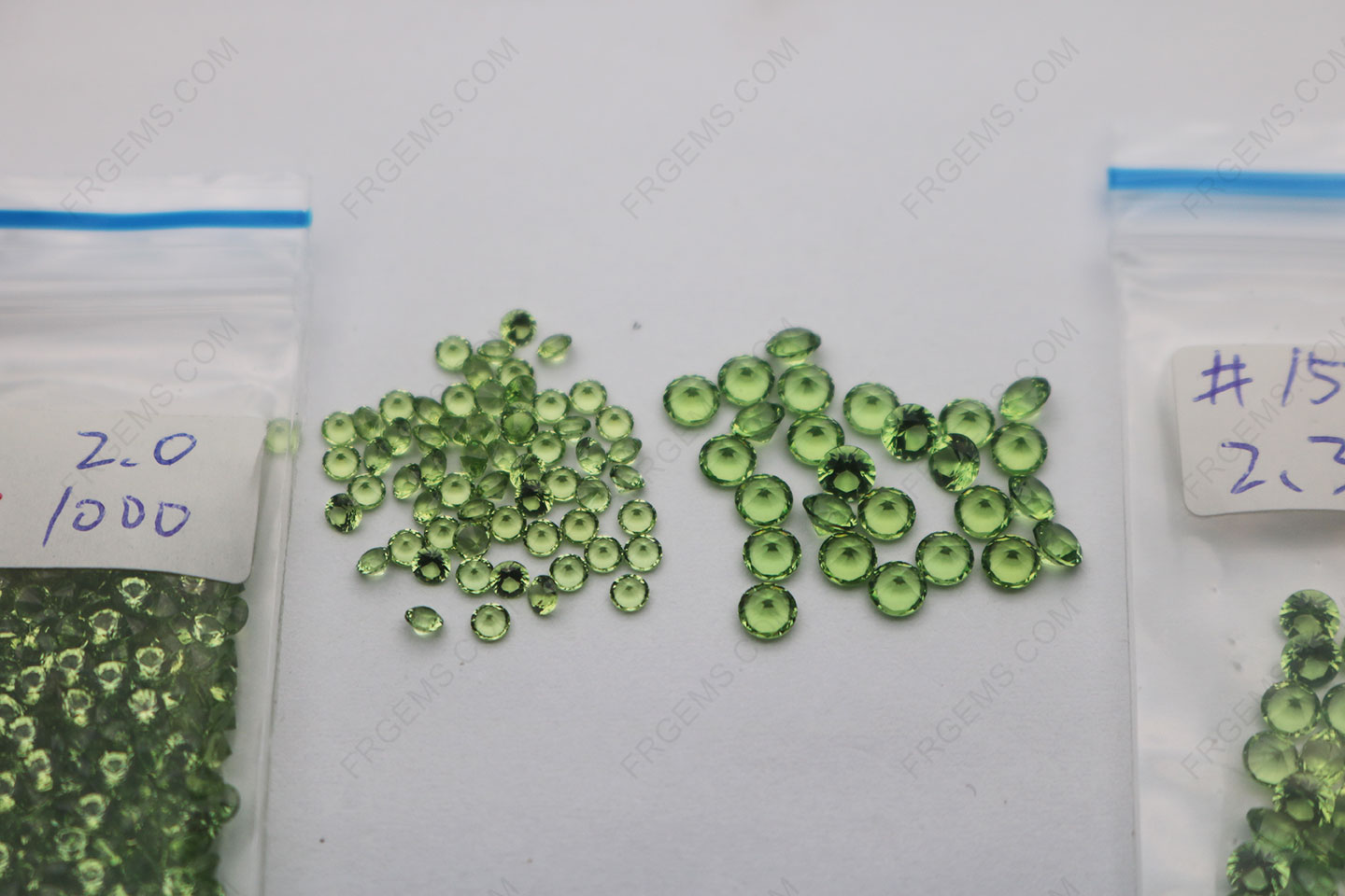 Synthetic Peridot Dark Color 151# Round faceted cut 2mm and 3mm Nano gemstones