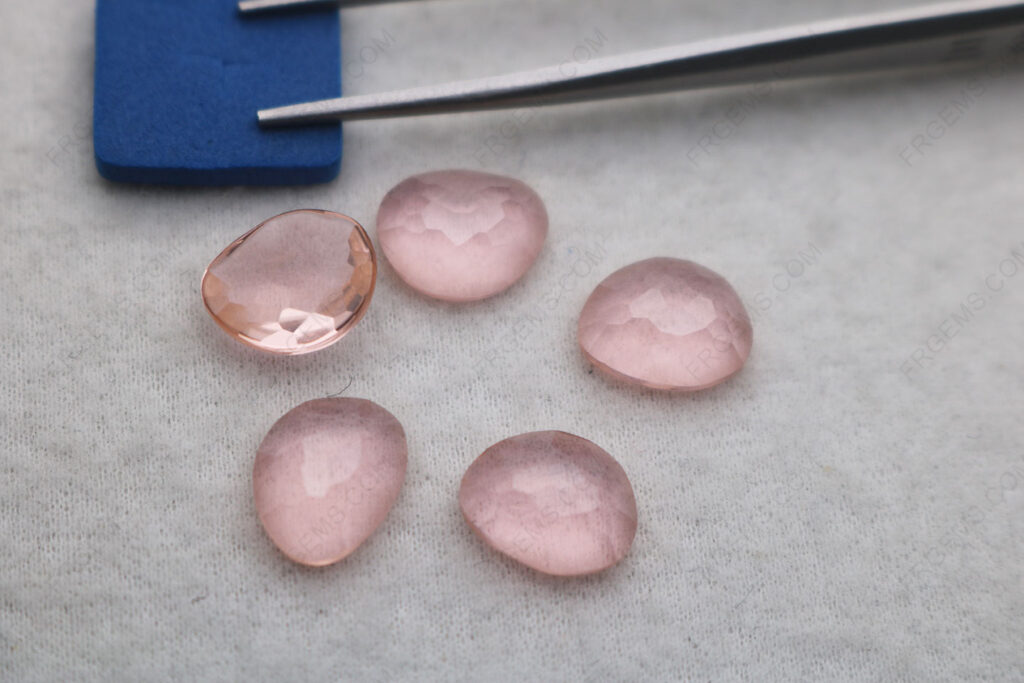 Morganite-Peach-pink-Nanosital-Color-Custom-shape-flat-bottom-irregular-Checkerboard-top-loose-Gemstones-China-IMG_8323
