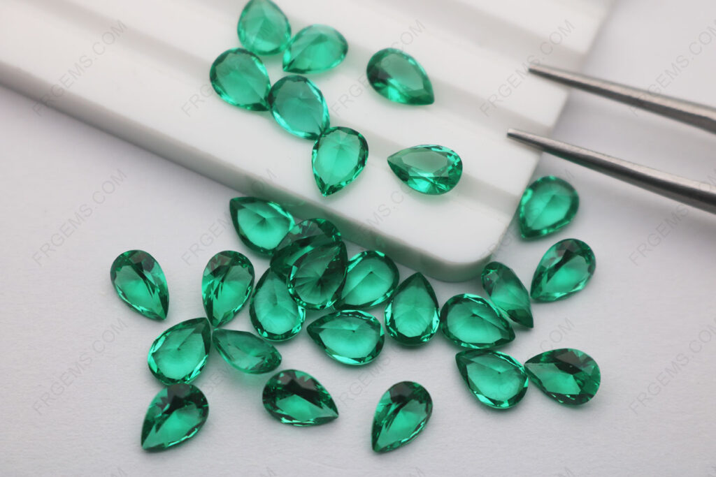 Nano-Crystal-Emerald-green-light-color-114#-pear-shape-faceted-7x5mm-loose-gemstones-IMG_8342