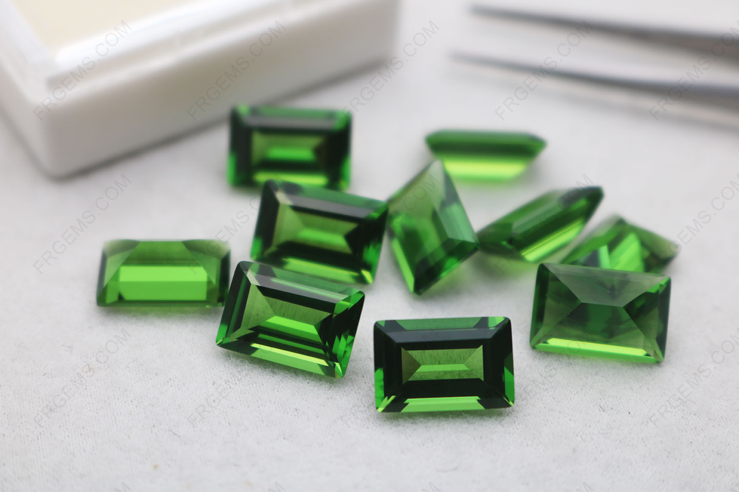 Loose Nano Crystal Peridot color #151 Rectangle Baguette Step Cut 8x12mm Gemstones Wholesale
