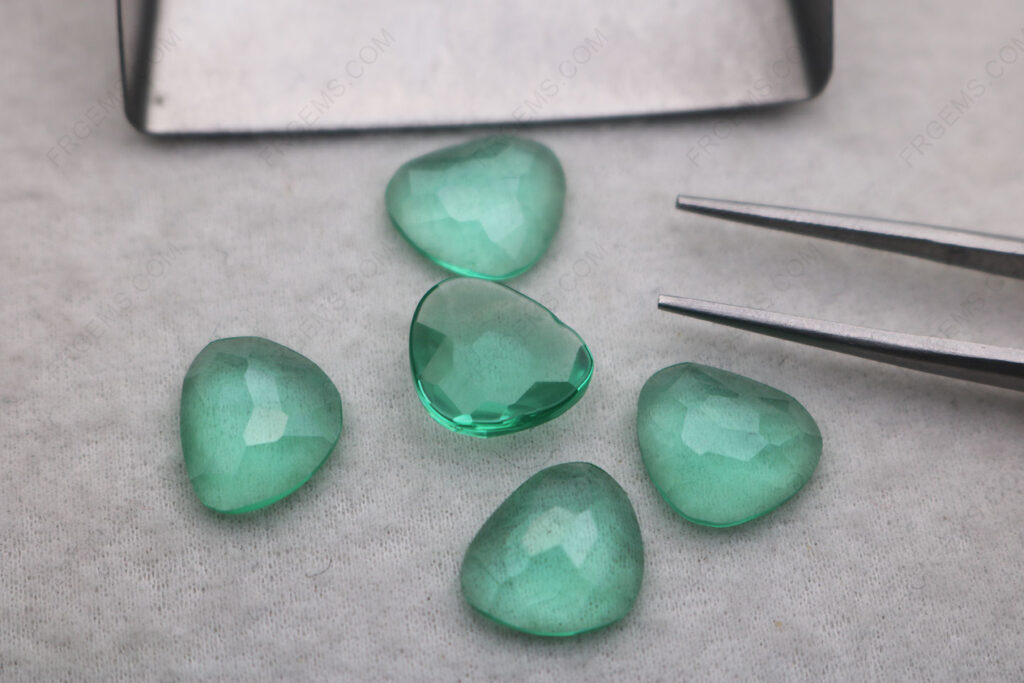 Nanosital-Light-emerald-green-color-#A785-Custom-shape-flat-bottom-irregular-Checkerboard-top-12.5x10.5-loose-stones-IMG_8318