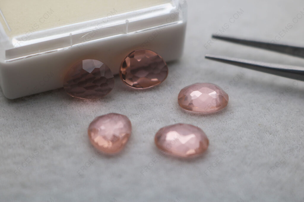 Nanosital-Morganite-Peach-pink-Custom-shape-flat-bottom-irregular-Checkerboard-top-loose-Gemstones-Supplier-IMG_8321