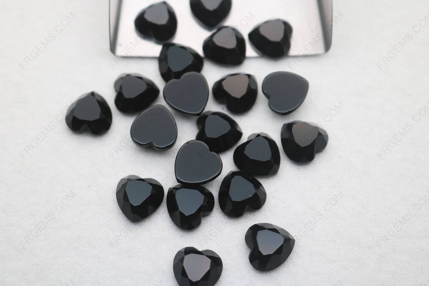 Natural Genuine Black onyx Heart Shape Checkerboard flat bottom 10x10mm loose gemstones bulk wholesale