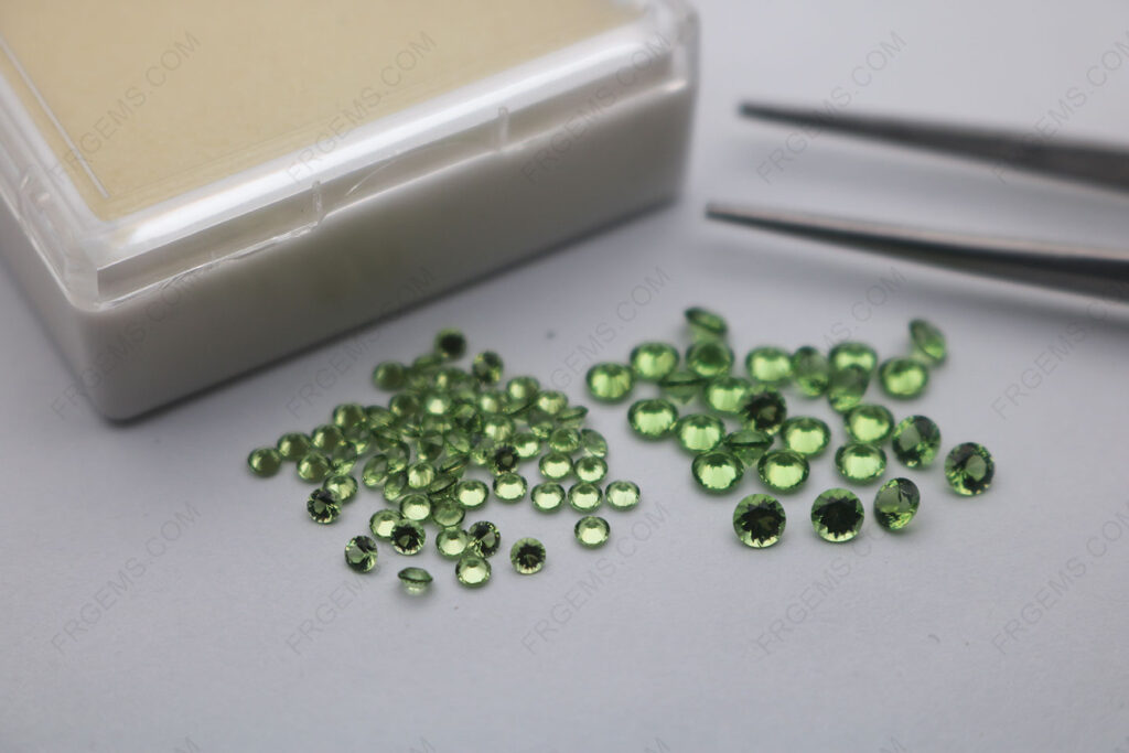 Synthetic-Peridot-Dark-Color-151#-Round-faceted-cut-2mm-and-3mm-Nano-gemstones-IMG_8159