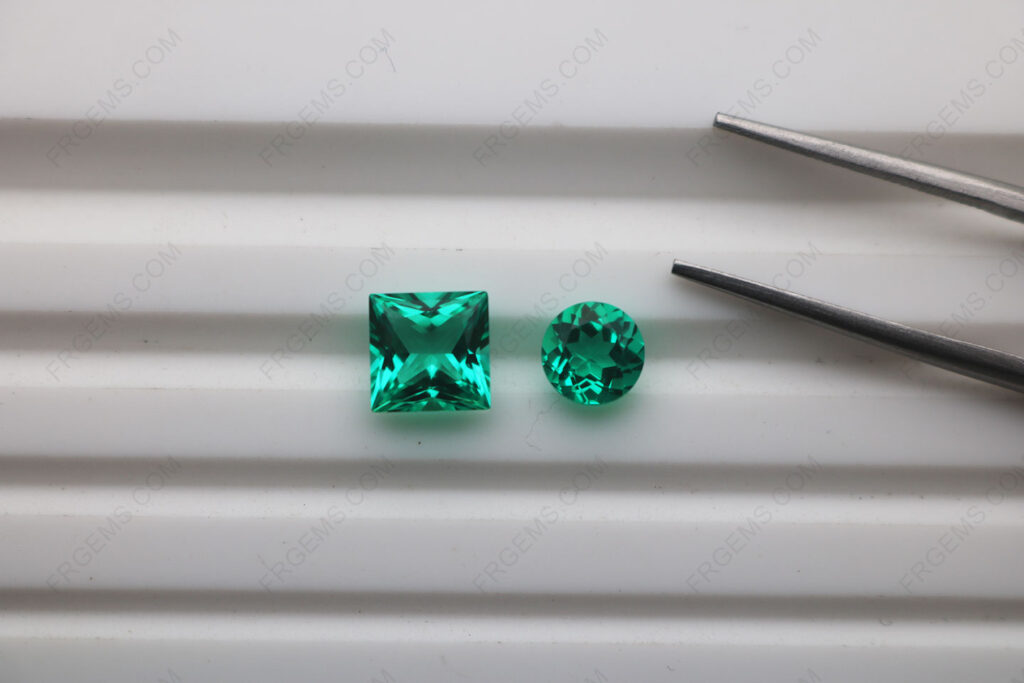 Wholesale-Hydrothermal-Lab-Emerald-Colombia-Green-color-Round-faceted-6.0mm-Square-Princess-7x7mm-Loose-Gemstones-IMG_8298