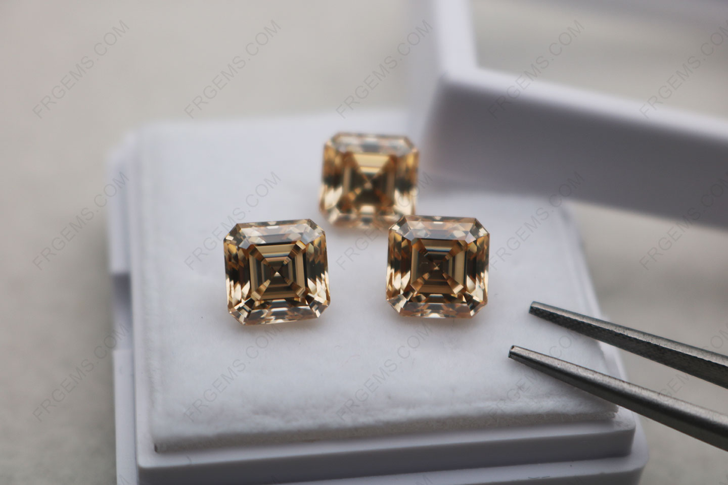 Wholesale Loose Moissanite Champagne Color Asscher cut 8X8mm gemstones at Cheap Price