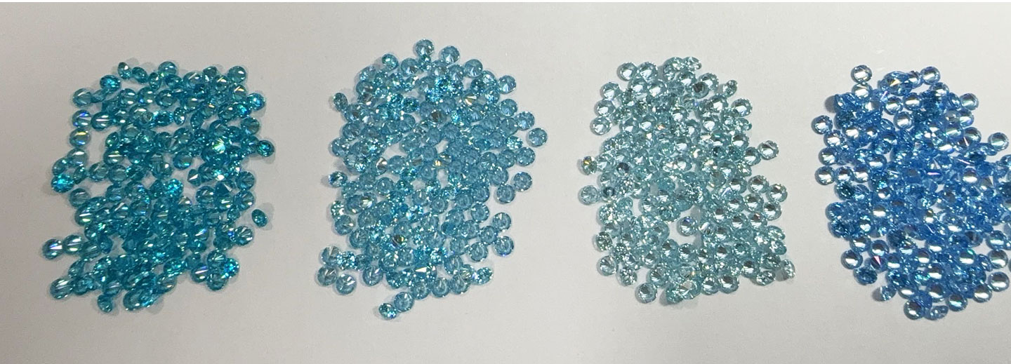Loose Cubic Zirconia Aquamarine and Swiss Blue color stones for wax casting and heat resistant