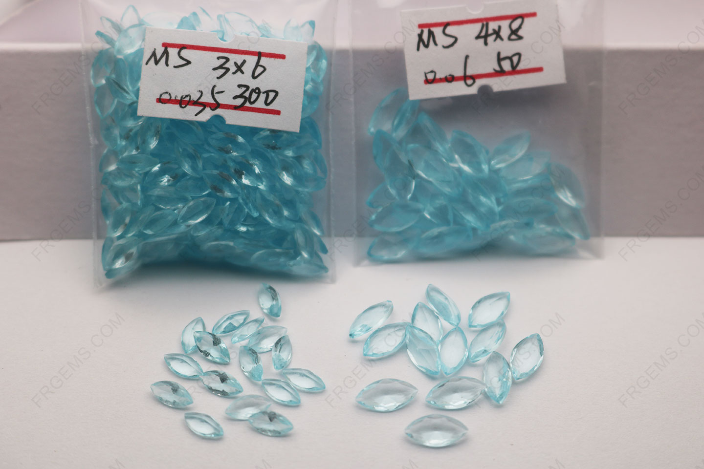 Glass Aquamarine Light Color BA301# Marquise shape faceted 6x3mm and 8x4mm loose Gemstones China wholesale