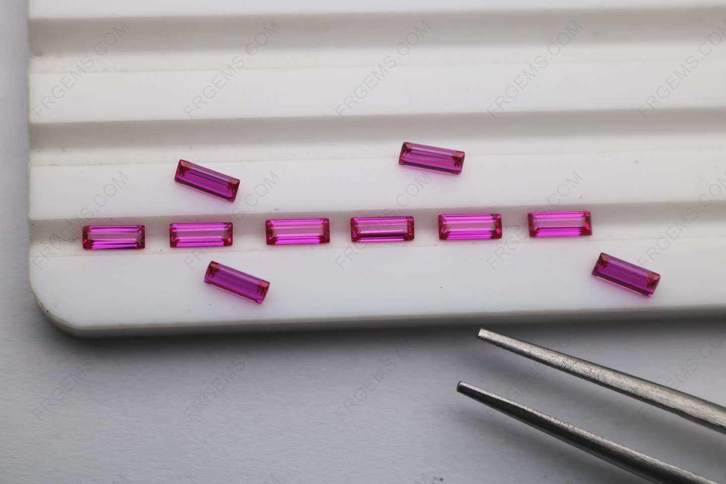 Lab Grown Ruby Red Dark Color Rectangle Baguette 5x2mm Loose Gemstones wholesale from China