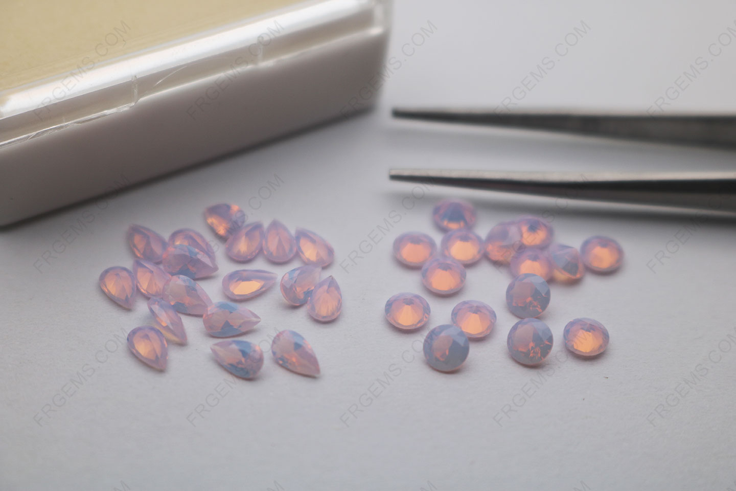 Loose Nano Crystal Opaque Opal Pink #283 Round and Pear Shape faceted 4.00mm and 5x3mm gemstones